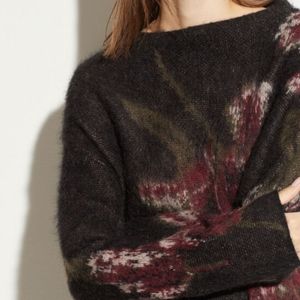 Vince Floral Mohair Funnel Neck Sweater